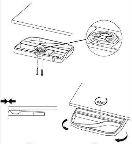 ApexDesk Screw-On Under Desk 360-Degree Swivel Drawer - Perfect Office Storage Accessory For Your Existing Standing Desk (Screw-On Desk Drawer - White)