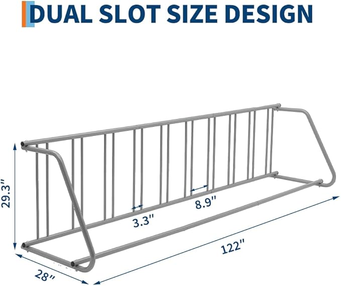 Floor Bike Rack,Sigle-Side 10-Bike Rack 122" L,Grid Bike Rack In Ground,Freestanding Bicycle Floor Parking Stand,Stand Bike Racks for Garages Streets Yards Bike Events