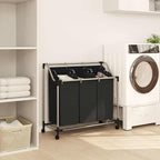 Laundry Sorter with 3 Bags Black Steel Frame, Heavy-Duty Rolling Cart with Removable Sorting Bags and Casters for Easy Transport and Organization in Laundry Room or Closet