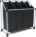 vidaXL Laundry Sorter with 4 Bags Black Gray Cart Organizer Clothes Basket