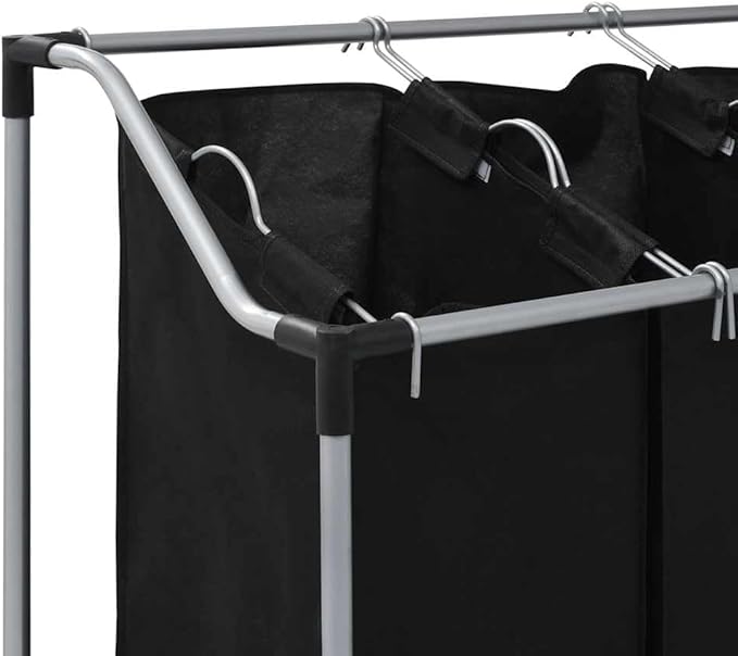 vidaXL Laundry Sorter with 4 Bags Black Gray Cart Organizer Clothes Basket