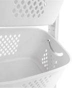 3 Tier Laundry Hamper Basket Sorter Portable Rolling Cart Clothes Storage Porous Design With Wheels, For Clothes, Toiletries, Bathrooms, Laundry Rooms, Bedrooms, White