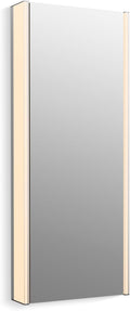 Kohler 81147-SLE-DA1 Maxstow Frameless Medicine Cabinet Mirror with Lights, LED Light, Mirror Door & Staggered Shelves, Rectangular Frame, 17 in. W x 40 in. H