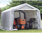 ShelterLogic Shed-in-a-Box All Season Steel Metal Peak Roof Outdoor Storage Shed with Waterproof Cover and Heavy Duty Reusable Auger Anchors 12' x 12'