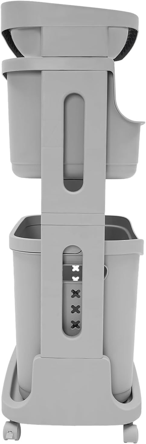 Laundry Basket Holder,3-Layer Stackable Laundry Basket System Rolling Storage Cart, Vertical Laundry Sorter with Wheel for Kitchen Shelf,Fruit Stand,Clothes Basket (Grey)