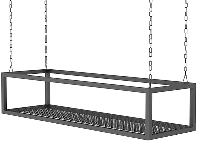 Metal Ceiling Plant Shelf with Ceiling Iron Chain Ceiling Mounted Storage Racks/Shelving for Bars Restaurants Kitchens - Decor Stand/Floating Organizer Shelves(120x25x15cm)