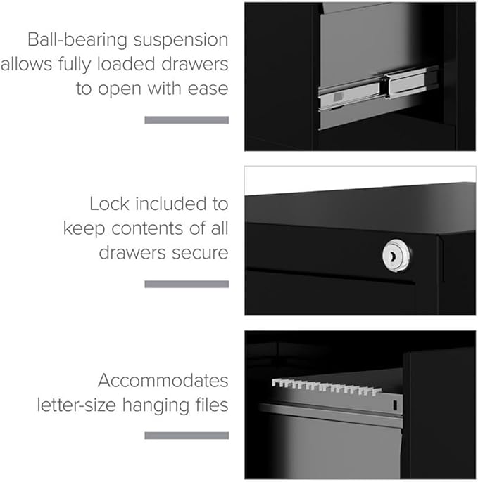 Lorell LLR42291 2-Drawer Vertical File, 15" x 22" x 28, Black