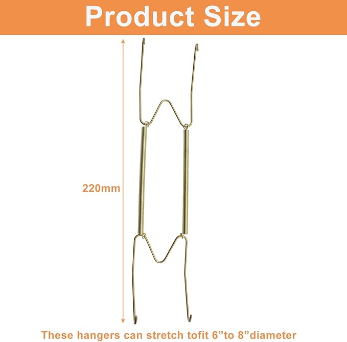 Plate Hangers for The Wall - Stainless Steel Invisible Heavy Duty Wire Plate Holder for 11-12 Inch Decorative Plates, Art Plates & Ceramic Plates with Wall Hooks