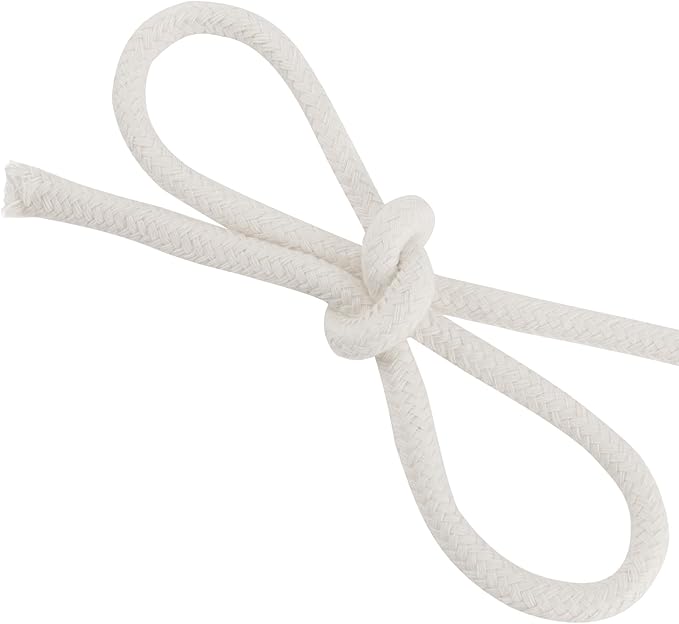 FUNSUEI 3/8 Inch 164 Feet White Cotton Clothesline Rope, Cotton Braided Clothesline Rope for Clothes Hanging, Plant Hanger, Knitting Crafts