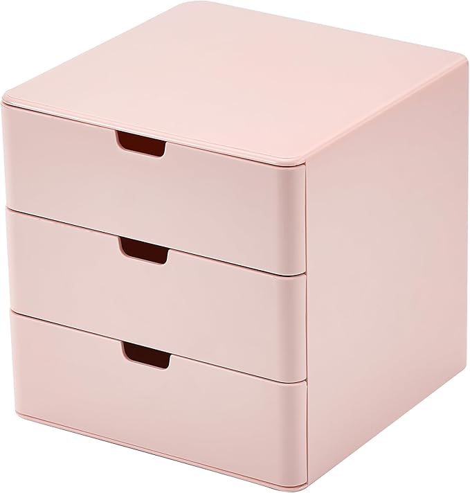 3-Drawer Vanity Organizer, Compact Storage Organization Drawers Small Size Pink