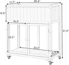Patio 35.4''x17.7''x37.4'' Mini Wood Cold Frame, Compact 2 Doors Garden Greenhouse with Wheels, Raised Bed with Liner for Indoor Outdoor Use, White