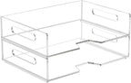 HIIMIEI Acrylic Paper Tray 2 Pack Clear Letter Tray Desk Stackable Organizer for School, Home, Office - Horizontal