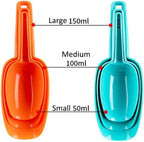 Set of 3 Ice Scoop, Plastic Kitchen Ice Scoop for Canisters or Ice Maker, Food Scoops for Canisters, Freezer, Flour, Dry Foods, Coffee Beans, Pop Corn, Pet Dog Cat Food (Blue)