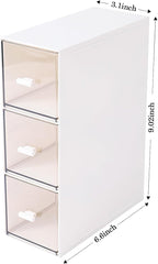 Plastic 3 Drawer Organizer for Cosmetic Storage, Desk Organizer, Makeup Organizer for nail polish, Lipstick, Brushes, Jewelry, Skincare, Bathroom Organization Boxes - White