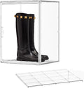 Acrylic Display Case with an Adjustable Divider, 2 Tiers XXX-Large Boot Shoe Storage Boxes Clear Plastic Stackable Storage Bin with Lids Super Large Clear Display Box for Shoes, Collectibles