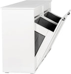 Tilt Out Laundry Sorter Cabinet with 2 Removable Liner Bags,Divided Laundry Hamper Cabinet with Semi-Circular Metal Handle and Barn Door for Space Saving (Style-02)