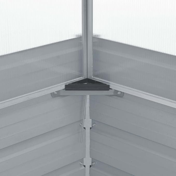 Galvanized Steel Outdoor Greenhouse 39.4 x 39.4 x 33.5 in Gray PC Panels Adjustable Roof Modern Garden House for Patio Terrace Balcony