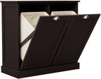 Two-Compartment Tilt-Out Laundry Sorter Cabinet with Removable Bags, E1 MDF Construction, UV Painted Finish, 32.68" L x 31.5" H, 100 Lbs Capacity, Black