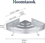 Hoomtaook Corner Caddy Bathroom Shower Shelf Wall Mounted No Drilling 2 Tier Storage Shelves Adhesive Triangle Baskets Silver Bathroom Kitchen Storage Basket