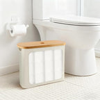 Extra Toilets Roll Storage for 12 Rolls, Toilet Paper Storage with Bamboo Lid, Collapsible Bathroom Toilets Papers Holder Organizer(Color:Beige)
