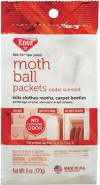 Enoz Moth Ball Packets - Ceder Scented Kills Clothes Moths, Carpet Beetles, and Eggs and Larvae