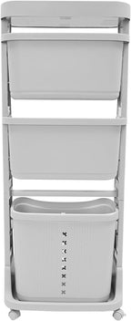 4 Tier Laundry Sorter Vertical Laundry Basket Holder Divided Dirty Clothes Laundry Hamper for Laundry Room, Bedroom, Bathroom (Grey)