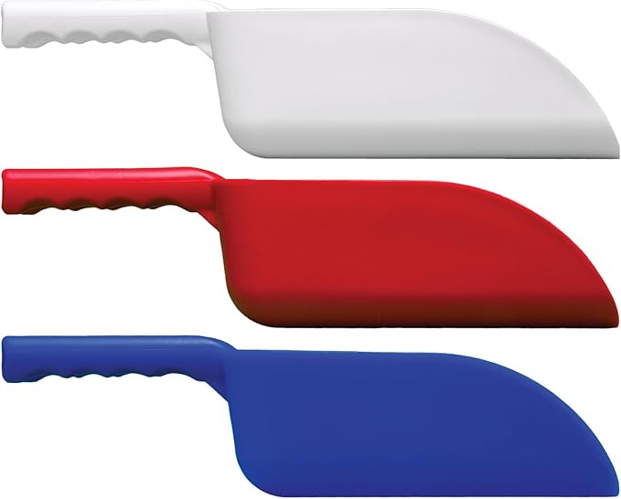 Remco - A Vikan Company 3 pk Color-Coded Plastic Hand Scoop - BPA-Free, Food-Safe Scooper, Commercial Grade Utensils, Restaurant and Food Service Supplies, Large 32 Ounce Size, Red/White/Blue