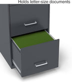 Staples 3-Drawer Vertical File Cabinet, Letter Size Documents, Lockable & Mobile, 18.9" D x 14.3" W x 26.8" H, Charcoal