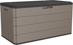 Resin Deck Storage Box, 85 Gallon Outdoor Storage Box Waterproof for Garden Storage,Patio and Backyard, Lockable Brown Color