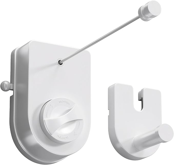 Danpoo Retractable Clothesline for RV, Laundry Room & Outdoor Yard - Heavy Duty Anti-Sag Wall Mounted Clothes Drying Line with Stainless Steel Rope