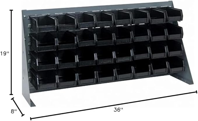 Quantum Storage Systems QBR-3619-230-18BK Ultra Bin Complete Bench Rack Package with 18 Ultra Bins, 36" x 8" x 19" , Black