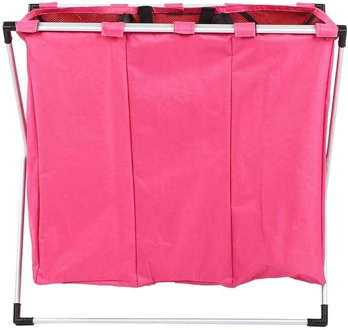 JEOZBM Laundry Sorter, 600D 3 Bag Rolling Storage Laundry Hamper, Dirty Clothes Storage Basket, Large Foldable Laundry Sorter Cart
