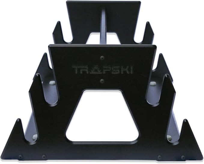 TRAPSKI Mobile All Mountain, Racing and XC Ski Rack Marine Grade HDPE Plastic | UV Protected | Premium Strap Included | 3 Year Warranty | Made in The USA | Veteran Owned Business (Black, Quad)