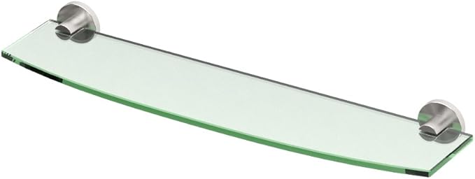 Gatco 4696 Channel Glass Shelf, Satin Nickel/Wall Mounted 20.13" x 5.25" Tempered/Floating Rectangle Glass Shelf for Bathroom