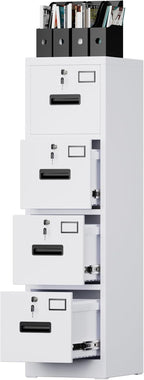 SUXXAN 4 Drawer File Cabinet, Metal Vertical File Storage Cabinet with Lock, Office Home Steel File Cabinet for A4 Letter/Legal Size, Assembly Required