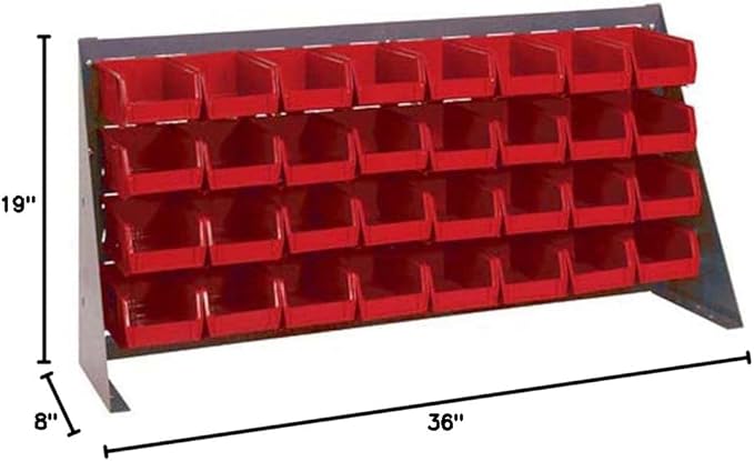 Quantum Storage Systems QBR-3619-220-32RD Ultra Bin Complete Bench Rack Package with 32 Ultra Bins, 36" x 8" x 19" , Red