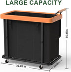 230L (60 Gal) Extra Large Fashion Laundry Sorter 3 Section with Lid, Rolling Laundry Basket Hamper with Handle, Laundry Organizer Storage Cart with Sturdy Metal Frame for Laundry Room, Hotel, Black