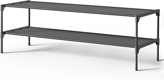 Kitsure Shoe Rack - Non-Woven Shoe Rack Shelf, Shoe Organizer for Closet, Entryway, Garage & Corridor, Stackable Shoe Shelves, 36.2" Wide - 2 Tier, Black