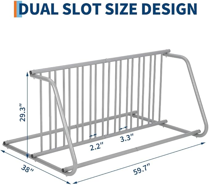 Floor Bike Rack,Double-Side 10-Bike Rack 60" L,Grid Bike Rack In Ground,Freestanding Bicycle Floor Parking Stand,Stand Bike Racks for Garages Streets Yards Bike Events