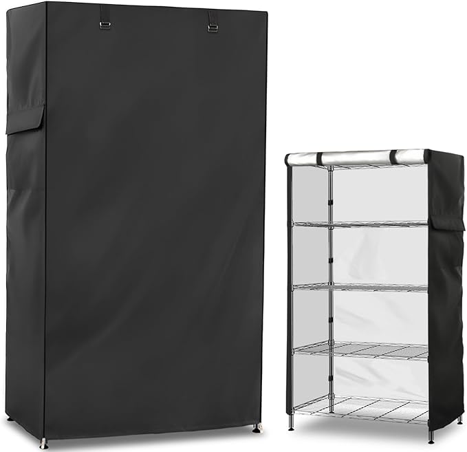 Wire Shelf Cover,600D Heavy Duty 100% Waterproof Shelf Covers for Wire Shelving,Outdoor Storage Shelves Cover for Metal Rack,36" W x 16" D x 72" H,Black
