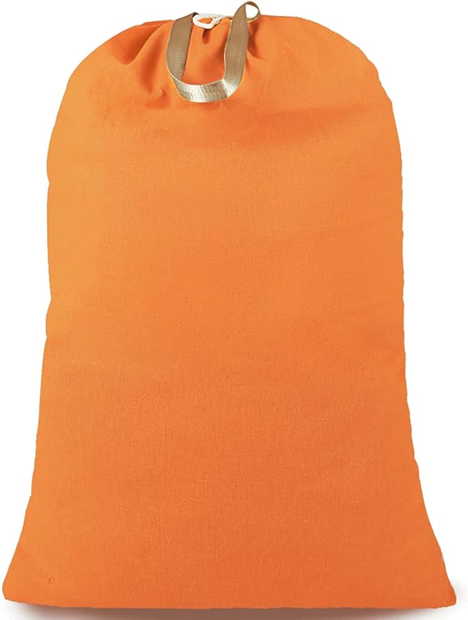 Heavy Duty Laundry Bag with Drawstring and Handle, Extra Large Travel Dirty Clothes Bag for Laundromat and Household, Durable Rip-Stop Laundry Hamper Liner, 28 x 40 Inch by SANFERGE, Orange