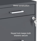 Staples 3-Drawer Vertical File Cabinet, Letter Size Documents, Lockable & Mobile, 18.9" D x 14.3" W x 26.8" H, Charcoal