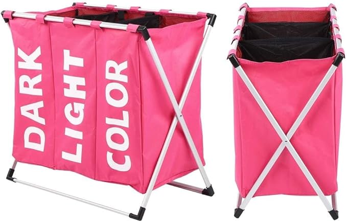 JEOZBM Laundry Sorter, 600D 3 Bag Rolling Storage Laundry Hamper, Dirty Clothes Storage Basket, Large Foldable Laundry Sorter Cart