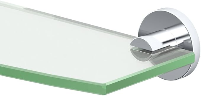 Gatco 4686 Channel Glass Shelf, Chrome/Wall Mounted 20.13" X 5.25" Tempered/Floating Rectangle Glass Shelf for Bathroom