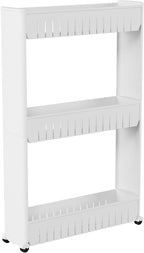 Lavish Home 3 Tier Shelf Rolling Cart - Narrow-Space Kitchen or Bathroom Shelf Organizer Cart - Slim Slide-Out Storage Shelves for Kitchen, Bathroom, Laundry and Pantry