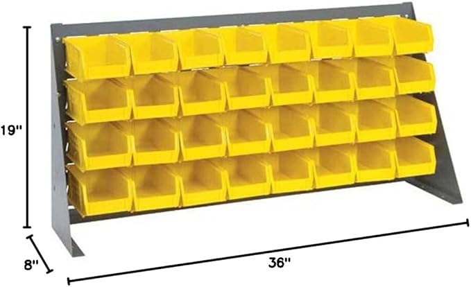 Quantum Storage Systems QBR-3619-220-32YL Ultra Bin Complete Bench Rack Package with 32 Ultra Bins, 36" x 8" x 19" , Yellow