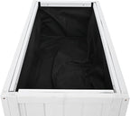 Patio 35.4''x17.7''x37.4'' Mini Wood Cold Frame, Compact 2 Doors Garden Greenhouse with Wheels, Raised Bed with Liner for Indoor Outdoor Use (White)
