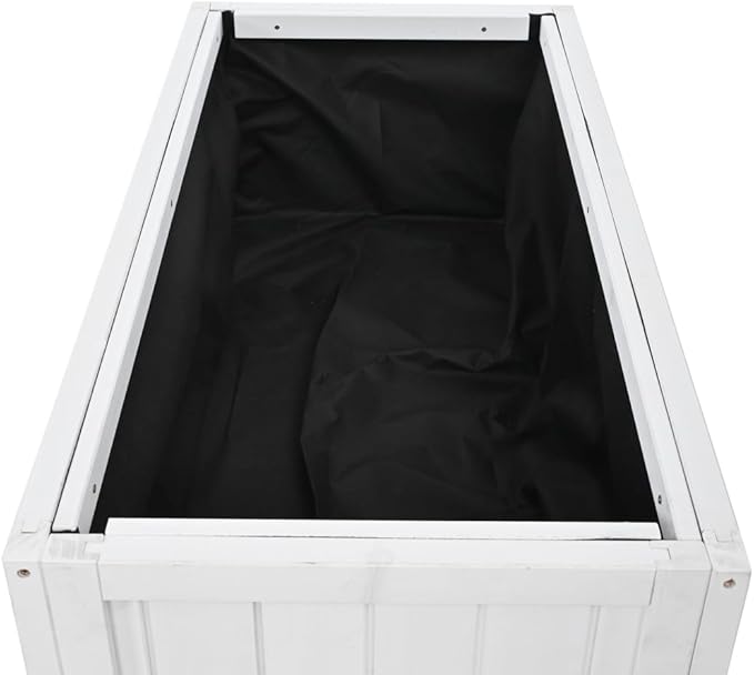 Patio 35.4''x17.7''x37.4'' Mini Wood Cold Frame, Compact 2 Doors Garden Greenhouse with Wheels, Raised Bed with Liner for Indoor Outdoor Use (White)