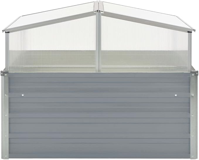 Galvanized Steel Outdoor Greenhouse 39.4 x 39.4 x 33.5 in Gray PC Panels Adjustable Roof Modern Garden House for Patio Terrace Balcony