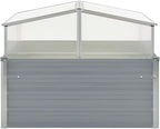 Galvanized Steel Outdoor Greenhouse 39.4 x 39.4 x 33.5 in Gray PC Panels Adjustable Roof Modern Garden House for Patio Terrace Balcony